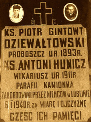 HUNICZ Anthony - Commemorative plaque, St Peter and Paul church, Kamionka, source: kamionka.parafia.info.pl, own collection; CLICK TO ZOOM AND DISPLAY INFO