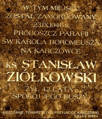ZIÓŁKOWSKI Stanislav - Commemorative plague, monument, murder site, Karczówka, source: www.um.kielce.pl, own collection; CLICK TO ZOOM AND DISPLAY INFO