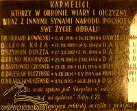 JANUSZEWSKI Paul (Fr Hillary) - Commemorative plaque, Carmelite fathers' church, Cracow, Karmelicka str., source: www.bj.uj.edu.pl, own collection; CLICK TO ZOOM AND DISPLAY INFO