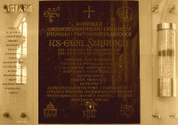 SZRAMEK Emil Michael - Commemorative plaque, Holy Mary's church, Katowice, source: pl.wikipedia.org, own collection; CLICK TO ZOOM AND DISPLAY INFO
