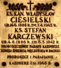 CIESIELSKI Vladislav Anthony - Commemorative plaque, St John the Baptist parish church, Kazimierz (Pabianice county), source: panaszonik.blogspot.com, own collection; CLICK TO ZOOM AND DISPLAY INFO