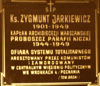 JARKIEWICZ Sigismund Alexander - Commemorative plaque, parish church, Kiczki, source: regionalia.bibliotekaceglow.pl, own collection; CLICK TO ZOOM AND DISPLAY INFO