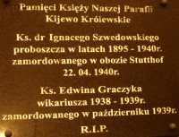 SZWEDOWSKI Ignatius Mieczyslav - Commemorative plaque, St Lawrence church, Kijewo Królewskie, source: www.fluidi.pl, own collection; CLICK TO ZOOM AND DISPLAY INFO
