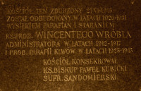 WRÓBEL Vincent - Commemorative plaque, parish church, Klwów, source: historia-gmina-klwow.bloog.pl, own collection; CLICK TO ZOOM AND DISPLAY INFO