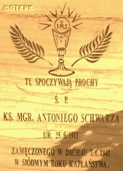 SCHWARZ Anthony - Tombstone, parish cemetery, Kościan, source: billiongraves.com, own collection; CLICK TO ZOOM AND DISPLAY INFO