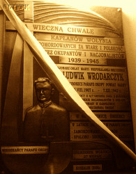 WRODARCZYK Louis - Commemorative plaque, St Joseph the Craftsman church, Koszalin, source: pl.wikipedia.org, own collection; CLICK TO ZOOM AND DISPLAY INFO