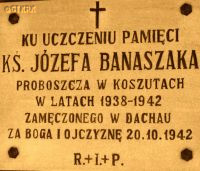 BANASZAK Joseph - Commemorative plaque, St Catherine and Holiest Heart of Jesus parish church, Koszuty, source: www.kronikisredzkie.pl, own collection; CLICK TO ZOOM AND DISPLAY INFO