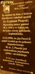 PISARSKI Sigismund - Commemorative plaque, Krasnystaw, source: www.radiozamosc.pl, own collection; CLICK TO ZOOM AND DISPLAY INFO