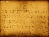 GÓRCZYŃSKI Francis - Commemorative plaque, cemetery by St John the Baptist parish church, Krerowo, source: www.sredzkiearchiwalia.pl, own collection; CLICK TO ZOOM AND DISPLAY INFO