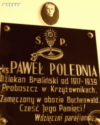 POLEDNIA Paul - Commemorative plaque, parish church, Krzyżowniki, source: www.kepnosocjum.pl, own collection; CLICK TO ZOOM AND DISPLAY INFO