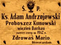 ANDRZEJEWSKI Adam Leo - Commemorative plaque, Kunowo, source: www.wtg-gniazdo.org, own collection; CLICK TO ZOOM AND DISPLAY INFO