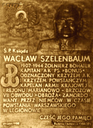 SZELENBAUM Vaclav - Commemorative plaque, John Cantius parish church, Legionowo, source: www.ibprs.pl, own collection; CLICK TO ZOOM AND DISPLAY INFO