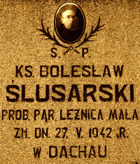 ŚLUSARSKI Boleslav - Commemorative plaque, church, Leżnica Mała, source: panaszonik.blogspot.com, own collection; CLICK TO ZOOM AND DISPLAY INFO