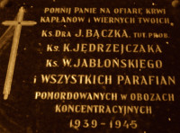 JĘDRZEJCZAK Cornelius - Commemorative plaque, Exaltation of the Holy Cross church, Łódź, source: panaszonik.blogspot.com, own collection; CLICK TO ZOOM AND DISPLAY INFO