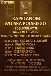 KACPRZAK Józef - Tablica pamiątkowa, kościół garnizonowy pw. św. Jerzego, Łódź, źródło: rzeszow.ipn.gov.pl, zasoby własne; KLIKNIJ by POWIĘKSZYĆ i WYŚWIETLIĆ INFO