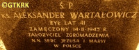 WARTAŁOWICZ Alexander (Fr Boleslav) - Cenotaph?, parish cemetary, Łomna, source: www.forttrzecipomiechowek.org, own collection; CLICK TO ZOOM AND DISPLAY INFO