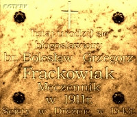 FRĄCKOWIAK Boleslav (Bro. Gregory) - Commemorative plaque, place of birth, Łowęcice, source: www.seminarium.org.pl, own collection; CLICK TO ZOOM AND DISPLAY INFO