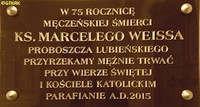 WEISS Marcel - Commemorative plaque, St John the Baptist parish church, Lubień, source: www.youtube.com, own collection; CLICK TO ZOOM AND DISPLAY INFO