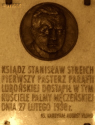 STREICH Stanislav Kostka - Commemorative plaque, St John Bosco parish church, Luboń, source: www.ksiadz-streich.org, own collection; CLICK TO ZOOM AND DISPLAY INFO