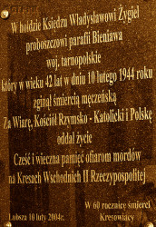 ŻYGIEL Władysław - Tablica pamiątkowa, kościół parafialny, Lubsza, źródło: dolny-slask.org.pl, zasoby własne; KLIKNIJ by POWIĘKSZYĆ i WYŚWIETLIĆ INFO