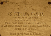 GRAETZ Ceslav - Commemorative plaque, parish church, Ludomy, source: www.wtg-gniazdo.org, own collection; CLICK TO ZOOM AND DISPLAY INFO
