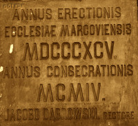 DĄBROWSKI James - Commemorative plaque of church consecration, Immaculate Conception of the Blessed Virgin Mary church, Marki n. Warsaw, source: own collection; CLICK TO ZOOM AND DISPLAY INFO