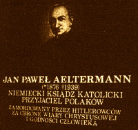 AELTERMANN John Paul - Commemorative plaque, Fr Aeltermann primary school, Mierzeszyn, source: spmierzeszyn.edupage.org, own collection; CLICK TO ZOOM AND DISPLAY INFO