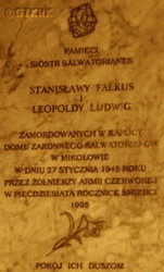 FALKUS Agnes (Sr Stanislava) - Commemorative plaque, Blessed Virgin Mary Mother of God parish church, Mikołów, source: www.siostry.pl, own collection; CLICK TO ZOOM AND DISPLAY INFO