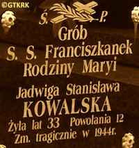 KOWALSKA Stanislava (Sr Hedwig) - Tombstone, parish cemetery, Mińsk Mazowiecki, source: co-slychac.pl, own collection; CLICK TO ZOOM AND DISPLAY INFO
