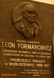 FORMANOWICZ Leo Marian - Commemorative plaque, school, Modliszewko, source: www.formanowicz.pl, own collection; CLICK TO ZOOM AND DISPLAY INFO