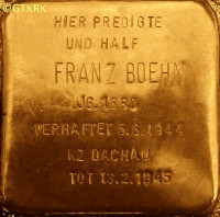 BÖHM Francis - Commemorative plaque, Monheim am Rhein, source: genwiki.genealogy.net, own collection; CLICK TO ZOOM AND DISPLAY INFO