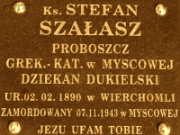 SZAŁASZ Steven - Grave plague, Greek Catholic cemetery, Myscowa, source: www.apokryfruski.org, own collection; CLICK TO ZOOM AND DISPLAY INFO