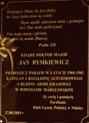 RYMKIEWICZ John - Commemorative plaque, St Adalbert parish church, Nidzica, source: neidenburg-nibork-nidzica.blogspot.com, own collection; CLICK TO ZOOM AND DISPLAY INFO