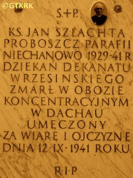 SZLACHTA John - Commemorative plaque, parish church, Niechanowo, source: www.wtg-gniazdo.org, own collection; CLICK TO ZOOM AND DISPLAY INFO