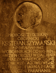 SZYMAŃSKI Steven - Commemorative plaque, parish church, Oborniki, source: www.polskaniezwykla.pl, own collection; CLICK TO ZOOM AND DISPLAY INFO