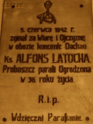 LATOCHA Alphonse - Commemorative plague, St Matthew parish church, Ogrodzona, source: www.ck.debowiec.com.pl, own collection; CLICK TO ZOOM AND DISPLAY INFO