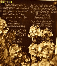 HAASE Alphonse - Commemorative plaque, St Hedwig church, Opawa, source: polska-org.pl, own collection; CLICK TO ZOOM AND DISPLAY INFO
