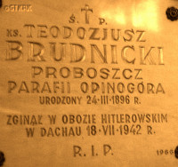 BRUDNICKI Theodosius - Commemorative plaque, Assumption of Holy Mary church, Opinogóra, source: www.polskaniezwykla.pl, own collection; CLICK TO ZOOM AND DISPLAY INFO