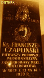 CZAPLIŃSKI Francis Vladislav - Commemorative plaque, parish church, Osieczna, source: www.facebook.com, own collection; CLICK TO ZOOM AND DISPLAY INFO