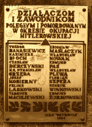 GRZĘDA Stanislav - Commemorative plaque of players and activists of „Ostrovia” Sports Club who died during II World War, Ostrów Wlkp., source: www.4gim.pl, own collection; CLICK TO ZOOM AND DISPLAY INFO