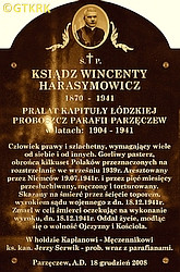 HARASYMOWICZ Wincenty - Tablica pamiątkowa, kościół parafialny, Parzęczew, źródło: lodz-andrzejow.pl, zasoby własne; KLIKNIJ by POWIĘKSZYĆ i WYŚWIETLIĆ INFO