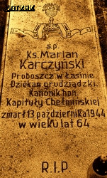 KARCZYŃSKI Marian - Płyta nagrobna, cmentarz parafialny, Pelplin, źródło: zasoby własne; KLIKNIJ by POWIĘKSZYĆ i WYŚWIETLIĆ INFO