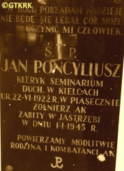 PONCYLIUSZ John - Commemorative plaque, St Anne church, Piaseczno, source: piaseczynskispacerownik.blogspot.com, own collection; CLICK TO ZOOM AND DISPLAY INFO