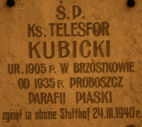 KUBICKI Telesphorus - Commemorative plaque, Beheading of St John the Baptist church, Piaski, source: www.wtg-gniazdo.org, own collection; CLICK TO ZOOM AND DISPLAY INFO