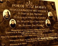 GONDEK Adalbert (Fr Chris) - Commemorative plaque, Visitation church, Pińczów, source: www.miejscapamiecinarodowej.pl, own collection; CLICK TO ZOOM AND DISPLAY INFO