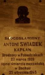 ŚWIADEK Anthony - Commemorative plaque, parish church, Pobiedziska, source: www.wtg-gniazdo.org, own collection; CLICK TO ZOOM AND DISPLAY INFO