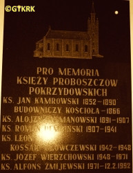 DEMBIŃSKI Roman - Commemorative plaque, Immaculate Conception of the Blessed Virgin Mary church, Pokrzydowo, source: ziemialubawska.blogspot.com, own collection; CLICK TO ZOOM AND DISPLAY INFO