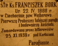 BORK Francis Anthony - Commemorative plaque, St Joseph church, Pomieczyno, source: commons.wikimedia.org, own collection; CLICK TO ZOOM AND DISPLAY INFO