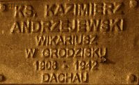 ANDRZEJEWSKI Casimir - Commemorative plaque, Underground Resistance State monument, Poznań, source: own collection; CLICK TO ZOOM AND DISPLAY INFO