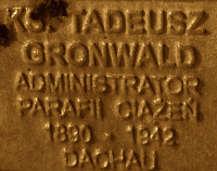 GRONWALD Thaddeus Edward - Commemorative plaque, Underground Resistance State monument, Poznań, source: own collection; CLICK TO ZOOM AND DISPLAY INFO